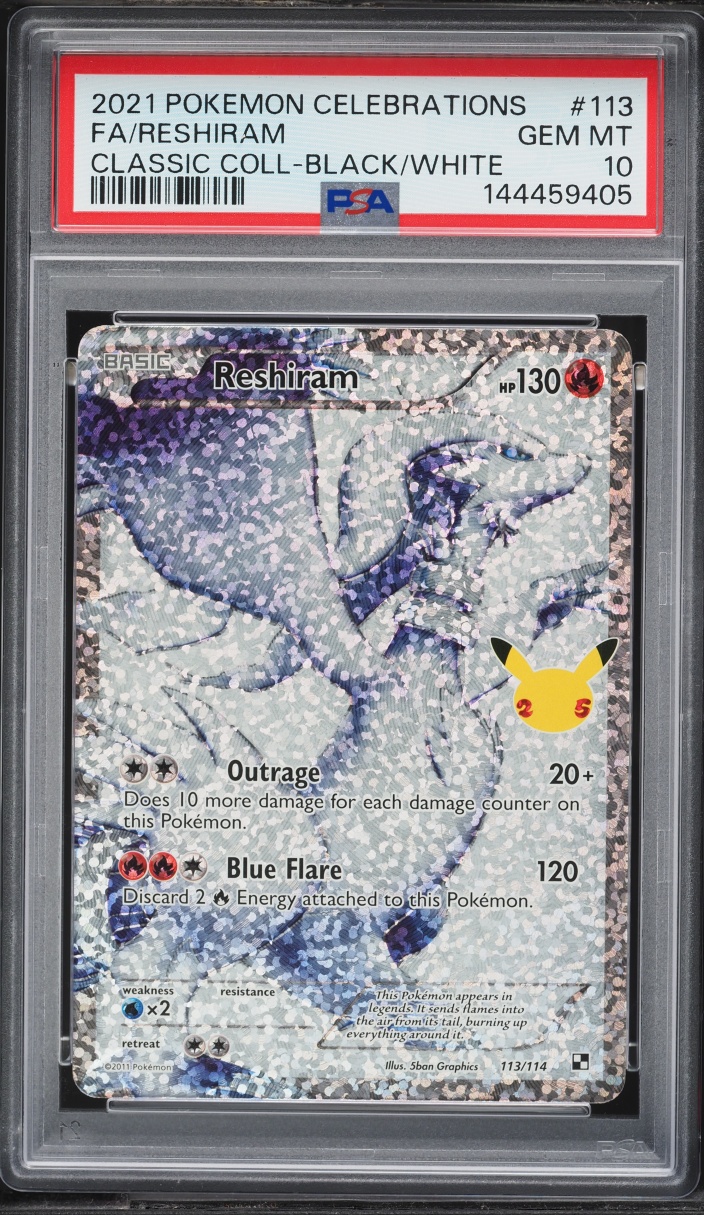 2021 Pokemon Sword & Shield Celebrations Classic Full Art Reshiram #113 PSA 10 GEM MINT
