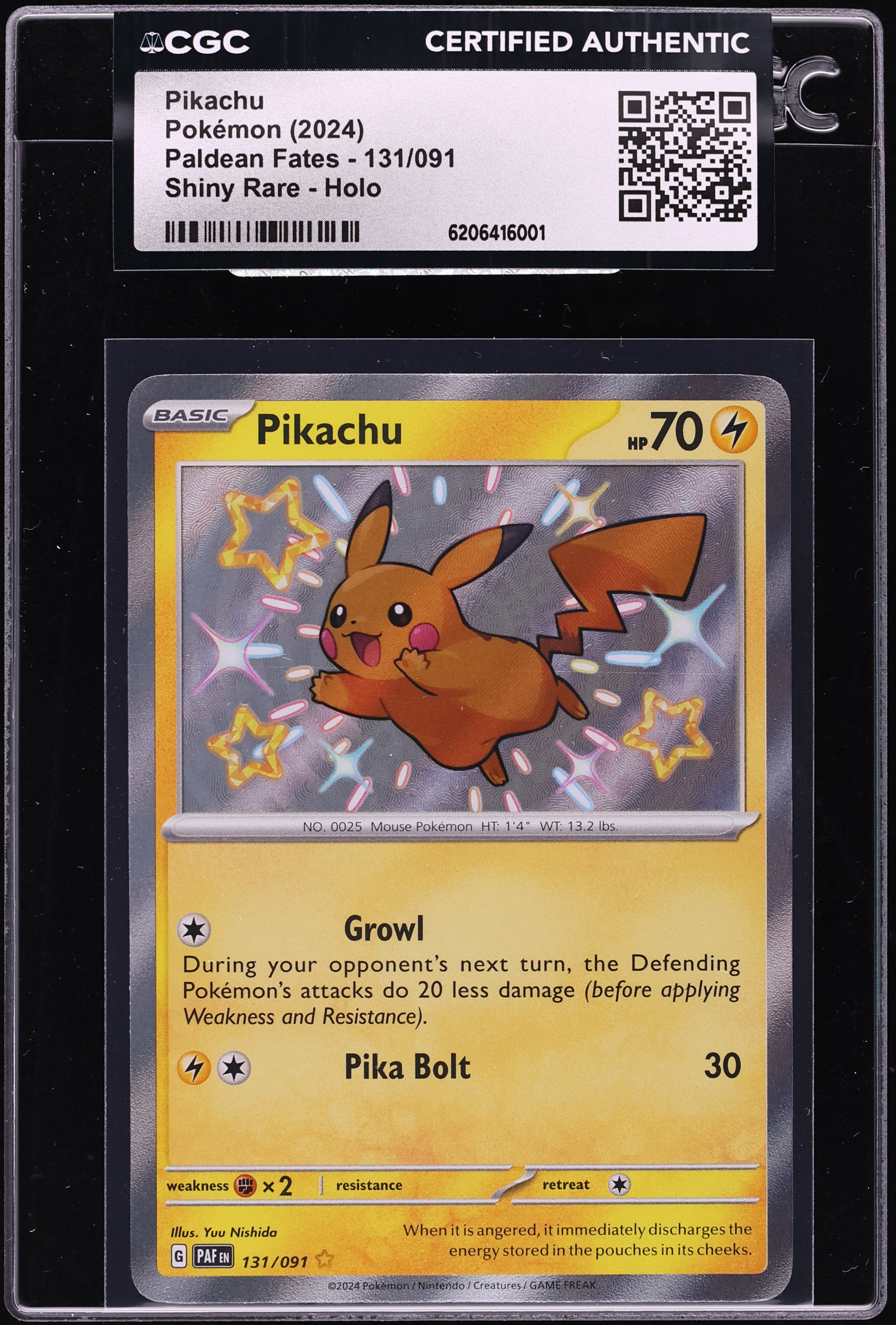2024 Pokemon Scarlet & Violet Paldean Fates Shiny Pikachu #131 CGC AUTH