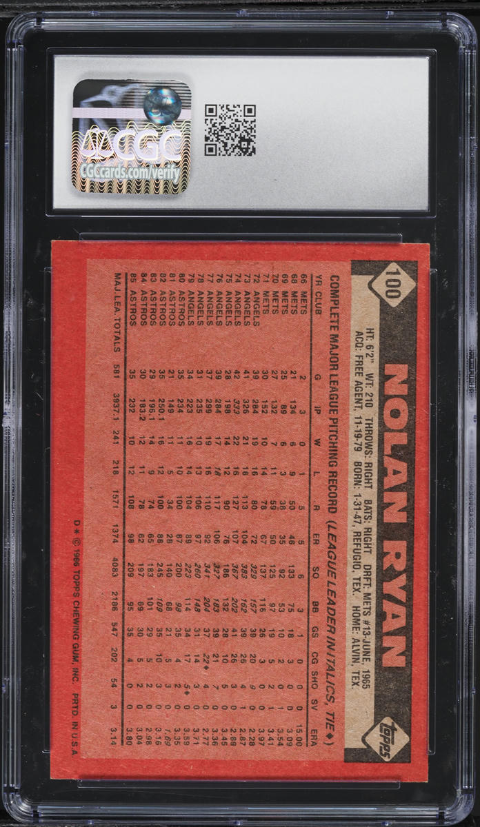 1986 Topps Nolan Ryan #100 CGC 7 NRMT