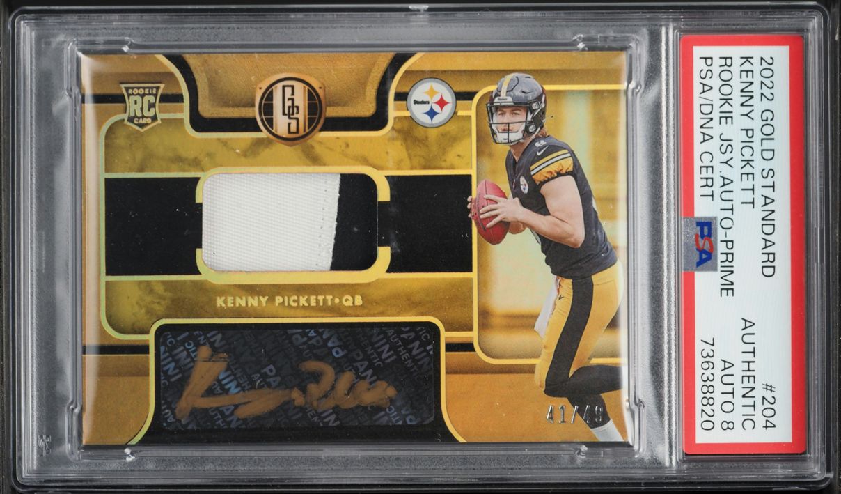 2022 Panini Gold Standard Prime Kenny Pickett ROOKIE PATCH AUTO DNA 8 /49 #204 PSA AUTH