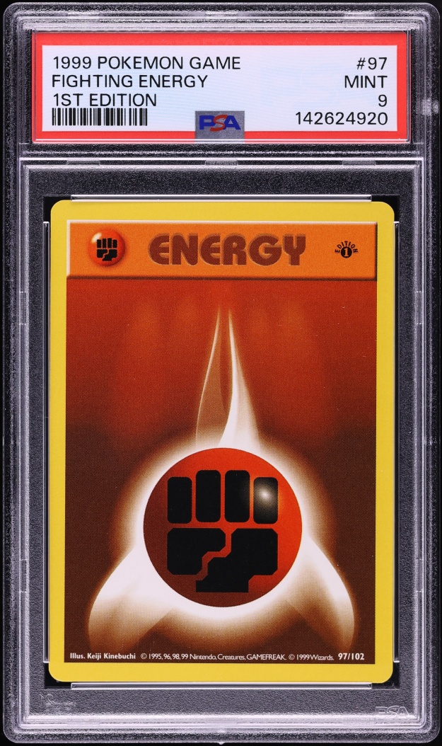 1999 Pokemon Base Set Shadowless 1st Edition Fighting Energy #97 PSA 9 MINT