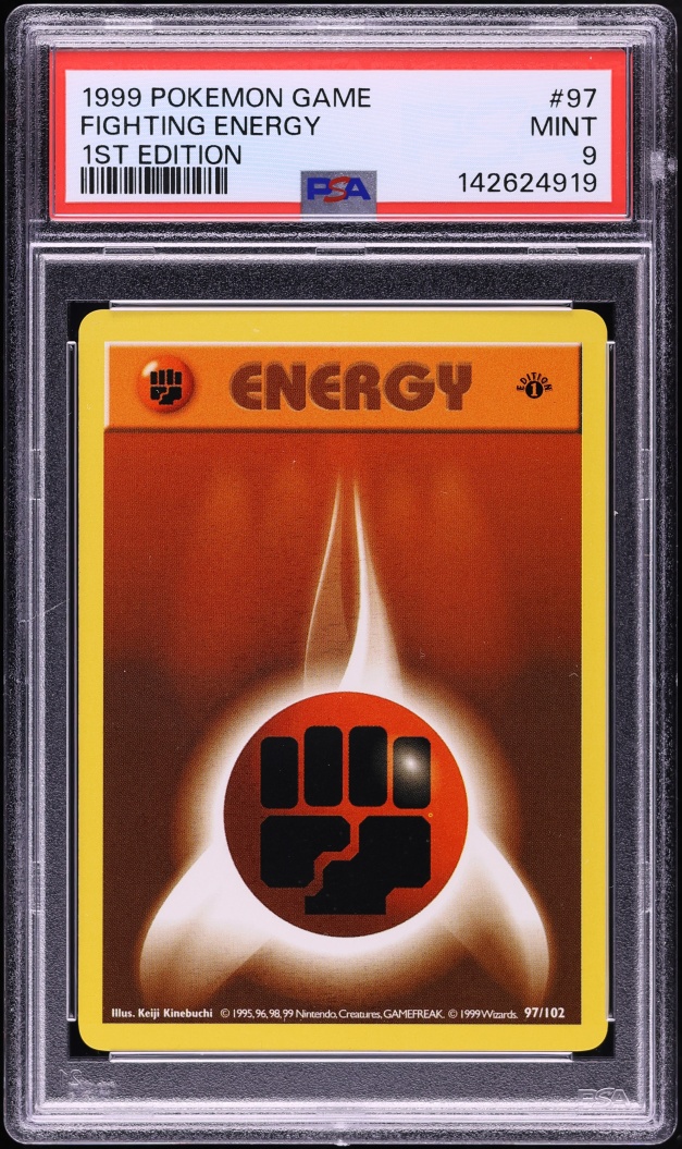 1999 Pokemon Base Set Shadowless 1st Edition Fighting Energy #97 PSA 9 MINT