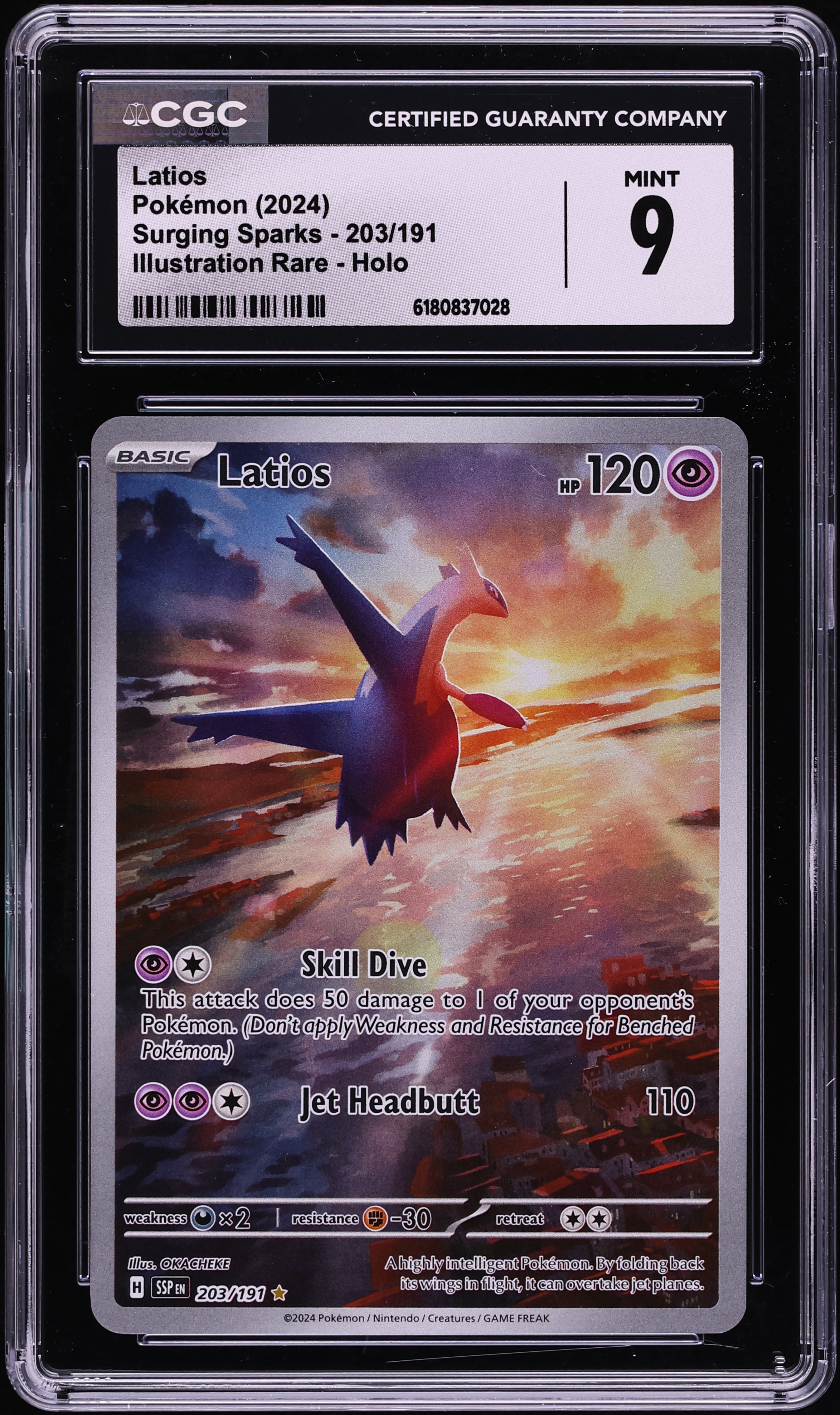 2024 Pokemon Scarlet & Violet Surging Sparks IR Latios #203 CGC 9 MINT