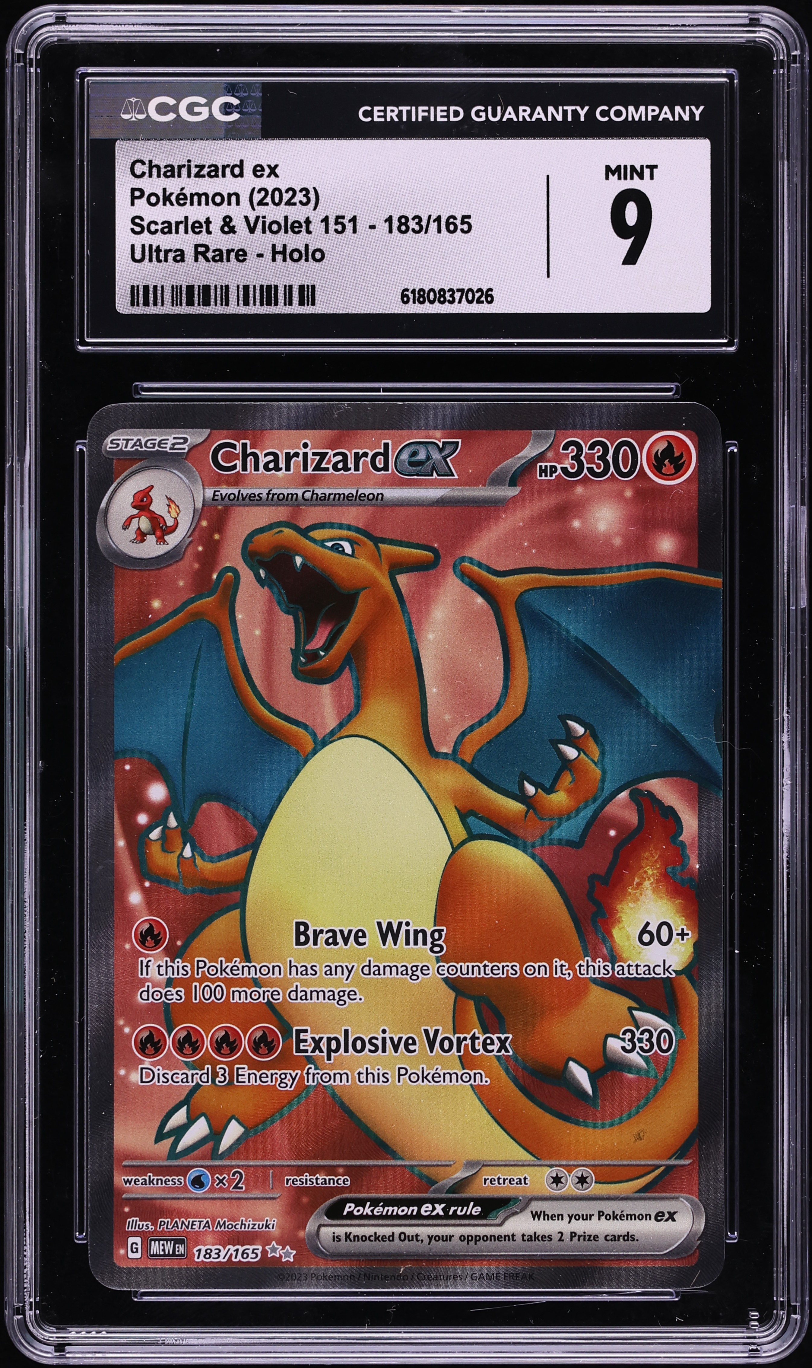 2023 Pokemon Scarlet & Violet 151 Full Art Charizard Ex #183 CGC 9 MINT