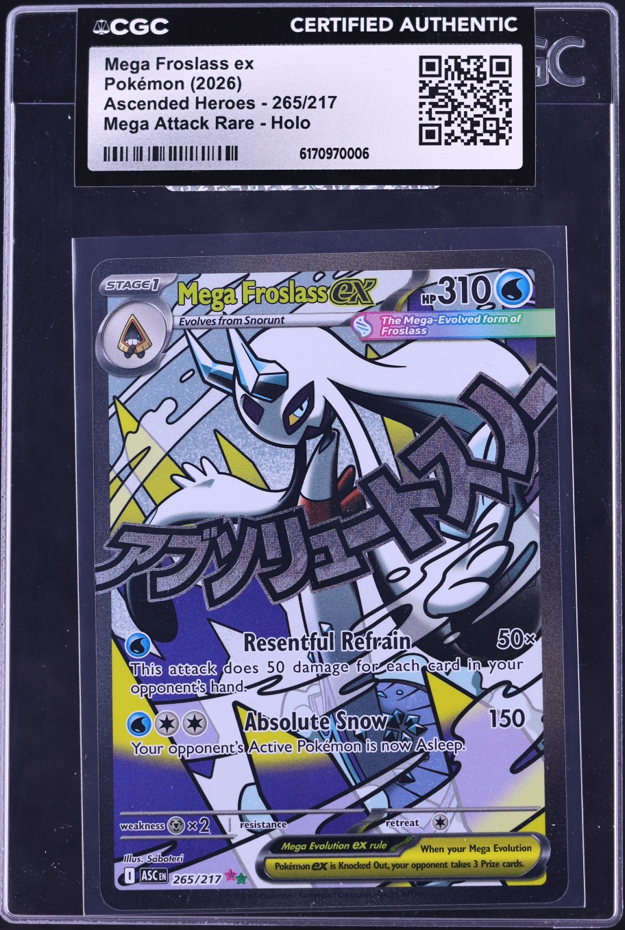 2026 Pokemon Mega Evolution Ascended Heroes MA Mega Froslass ex #265 CGC AUTH