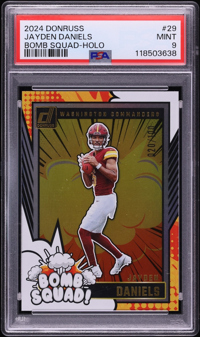 2024 Donruss Bomb Squad! Holo Jayden Daniels ROOKIE /100 #29 PSA 9 MINT