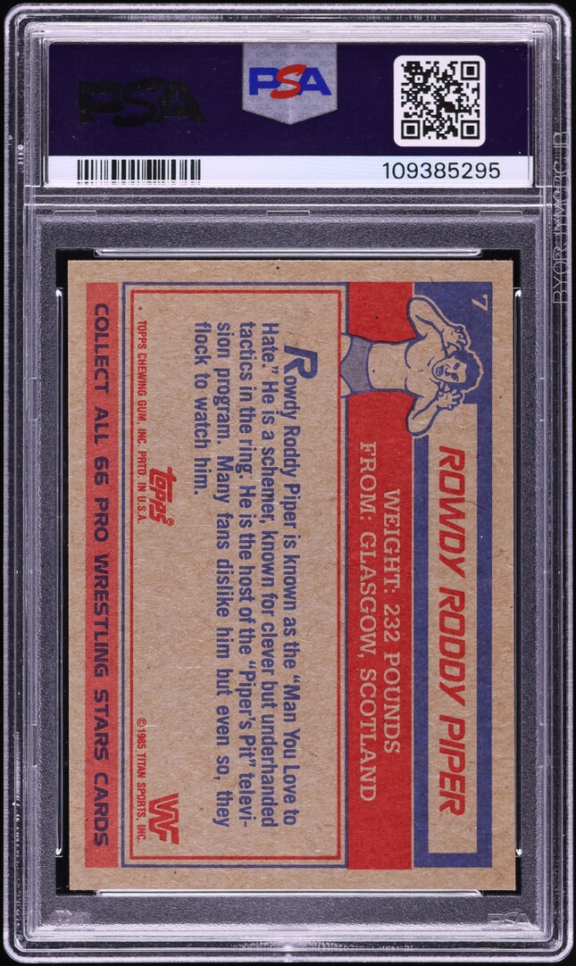 1985 Topps WWF Wrestling Rowdy Roddy Piper #7 PSA 9 MINT