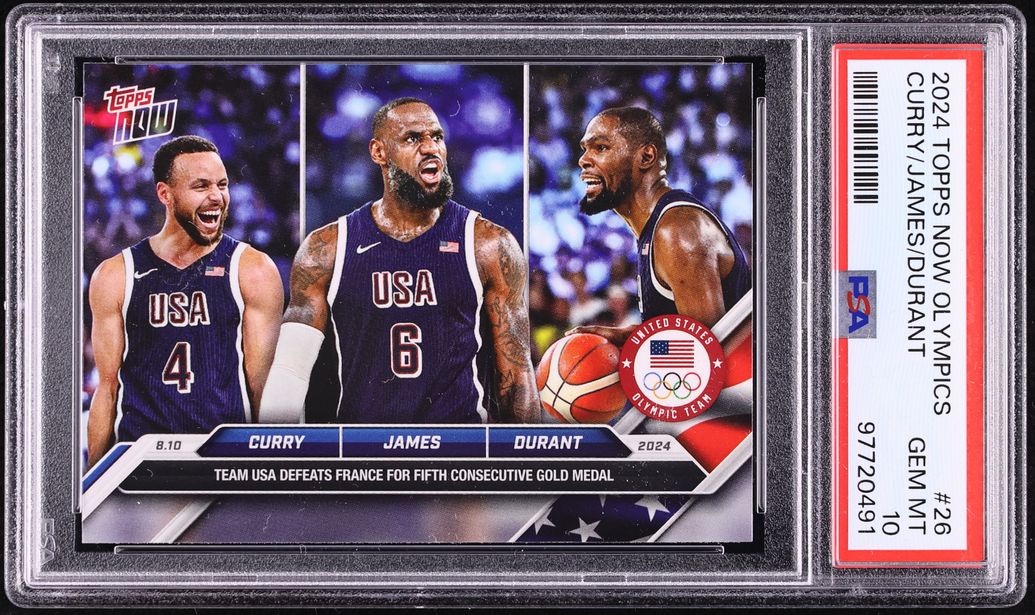 2024 Topps Now Olympics Blue Variant Stephen Curry LeBron James Kevin Durant #26 PSA 10 GEM