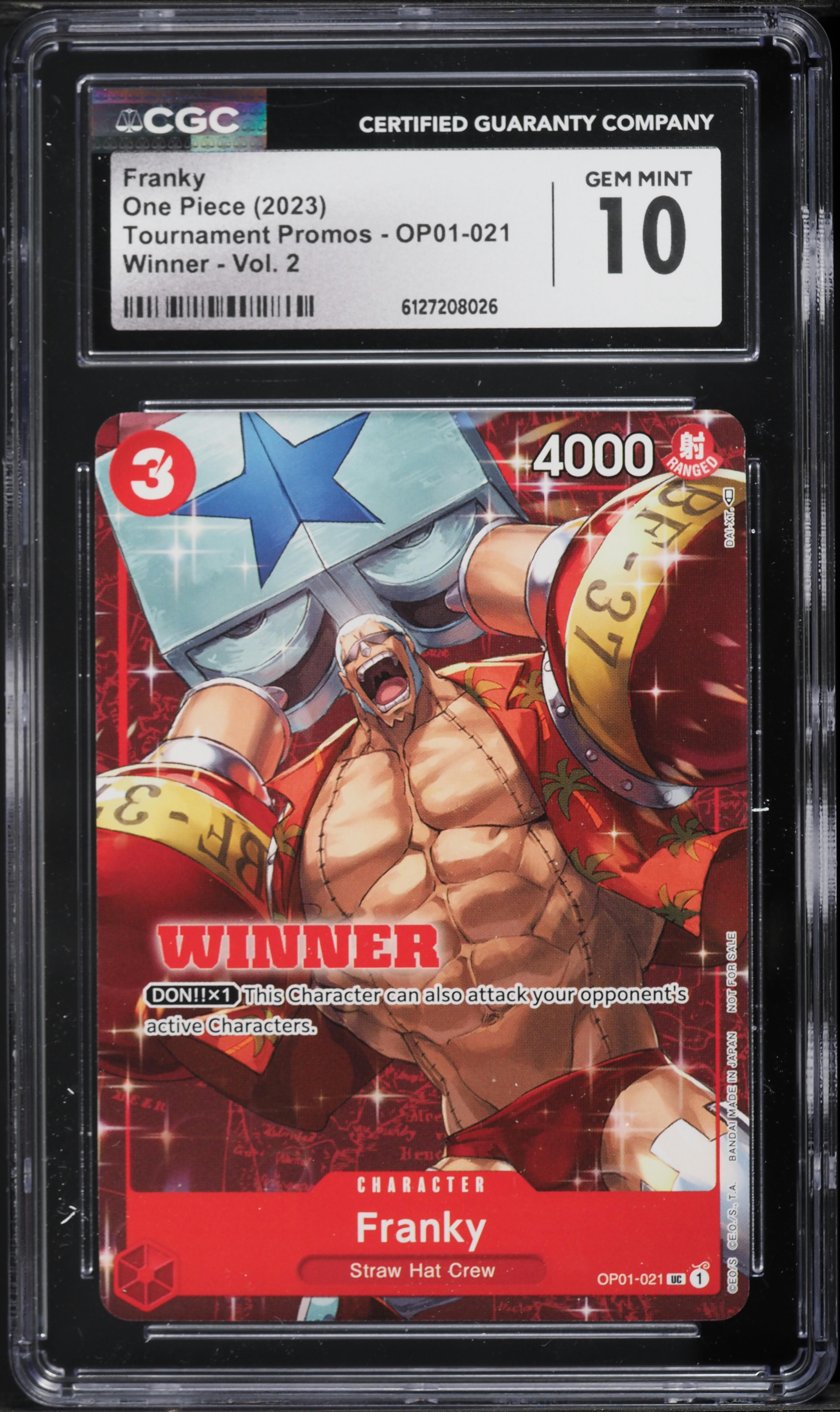 2023 One Piece Tournament Promo Winner Vol. 2 Franky #OP01-021 CGC 10 GEM MINT