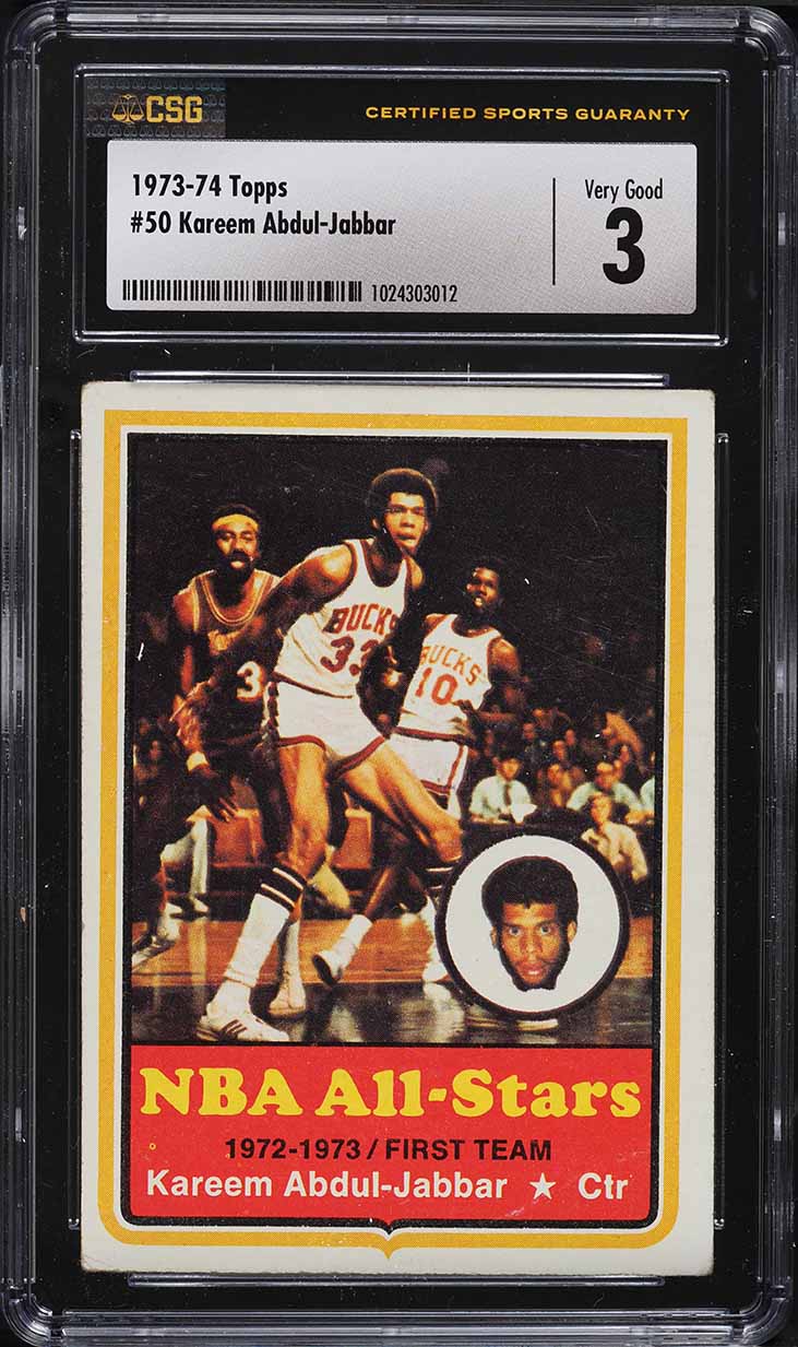 1973 Topps Basketball Kareem Abdul-Jabbar #50 CSG 3 VG - Main Image