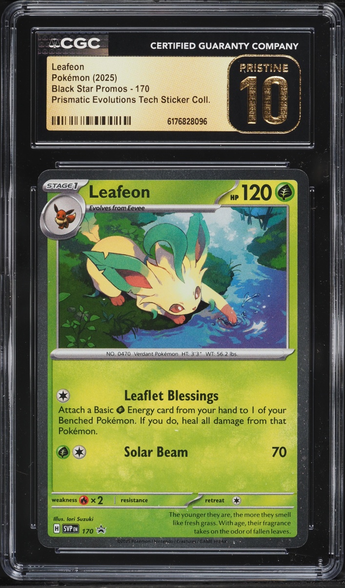 2025 Pokemon SV Promo Prismatic Evolutions Tech Sticker Leafeon #170 CGC 10 PRISTINE