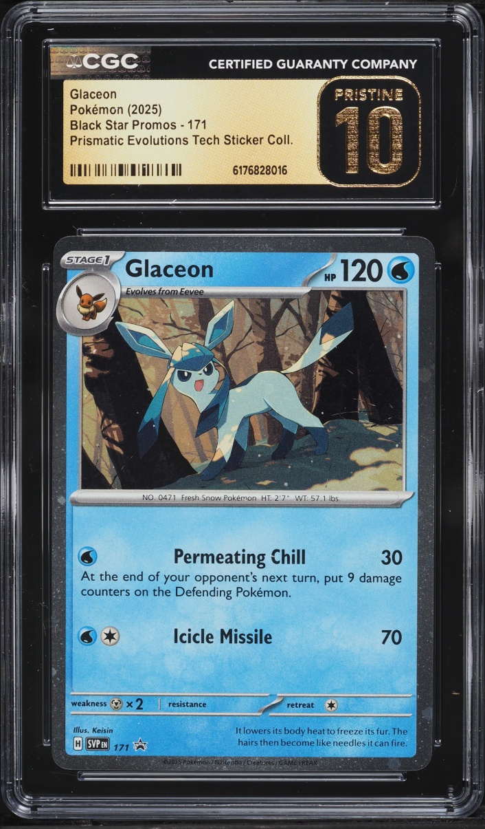 2025 Pokemon SV Promo Prismatic Evolution Tech Sticker Glaceon #171 CGC 10 PRISTINE