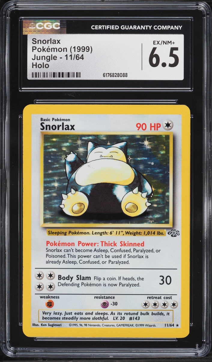 1999 Pokemon Jungle Holo Snorlax #11 CGC 6.5 EXMT+