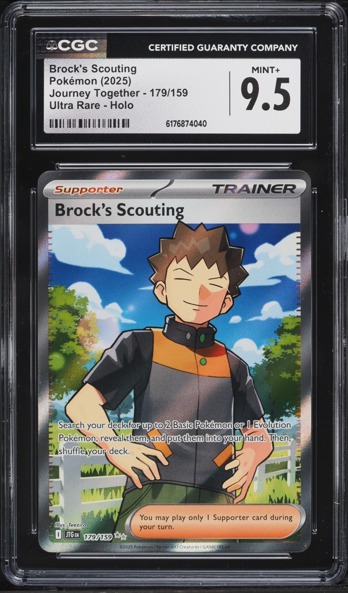 2025 Pokemon Scarlet & Violet Journey Together Full Art Brock's Scouting #179 CGC 9.5 MINT+