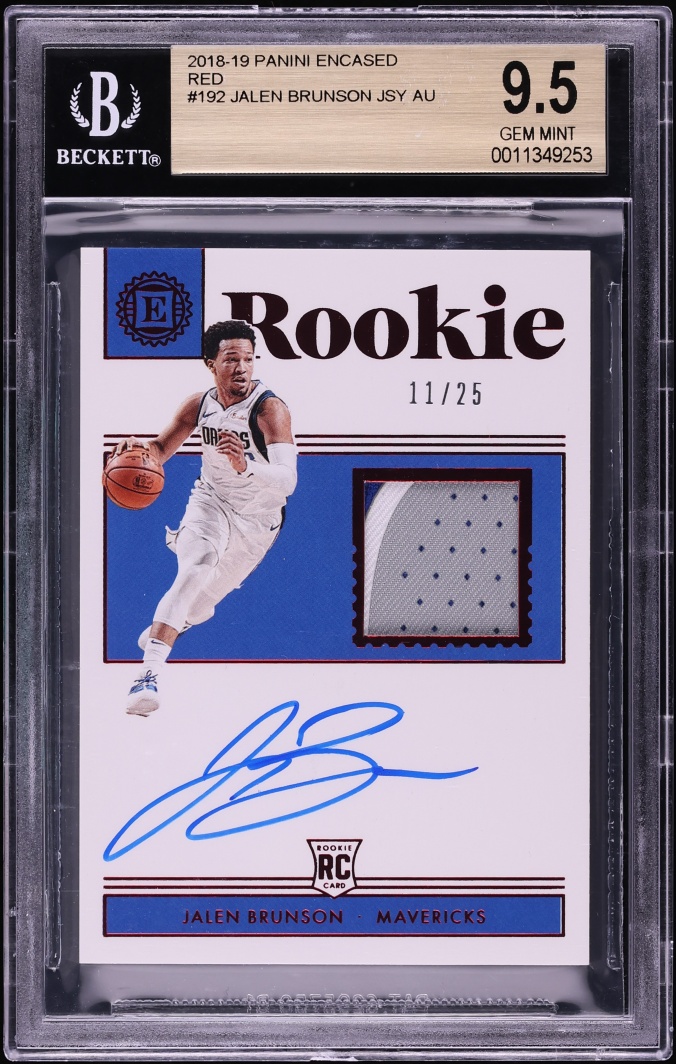 2018 Panini Encased Red Jalen Brunson ROOKIE PATCH AUTO /25 #192 BGS 9.5 GEM MINT