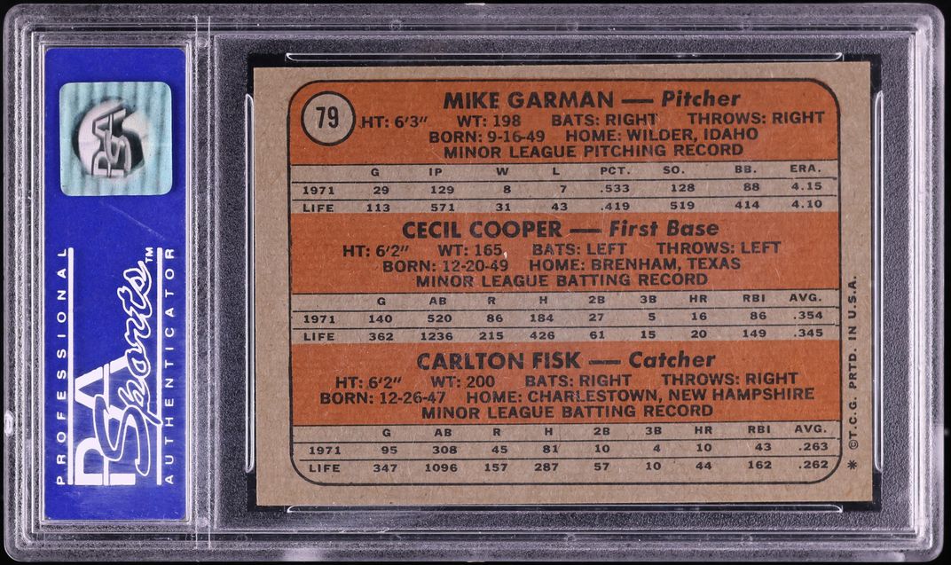 1972 Topps Carlton Fisk ROOKIE #79 PSA 7 NRMT