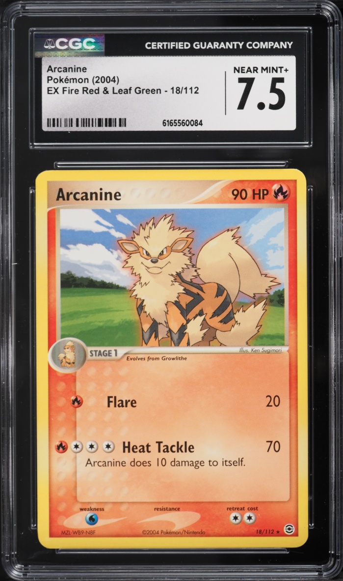 2004 Pokemon Ex Fire Red & Leaf Green Arcanine #18 CGC 7.5 Nrmt+