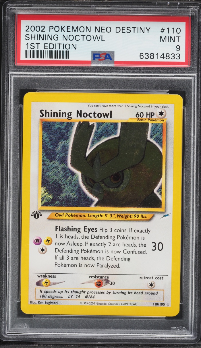 2002 Pokemon Neo Destiny 1st Edition Shining Noctowl #110 PSA 9 MINT