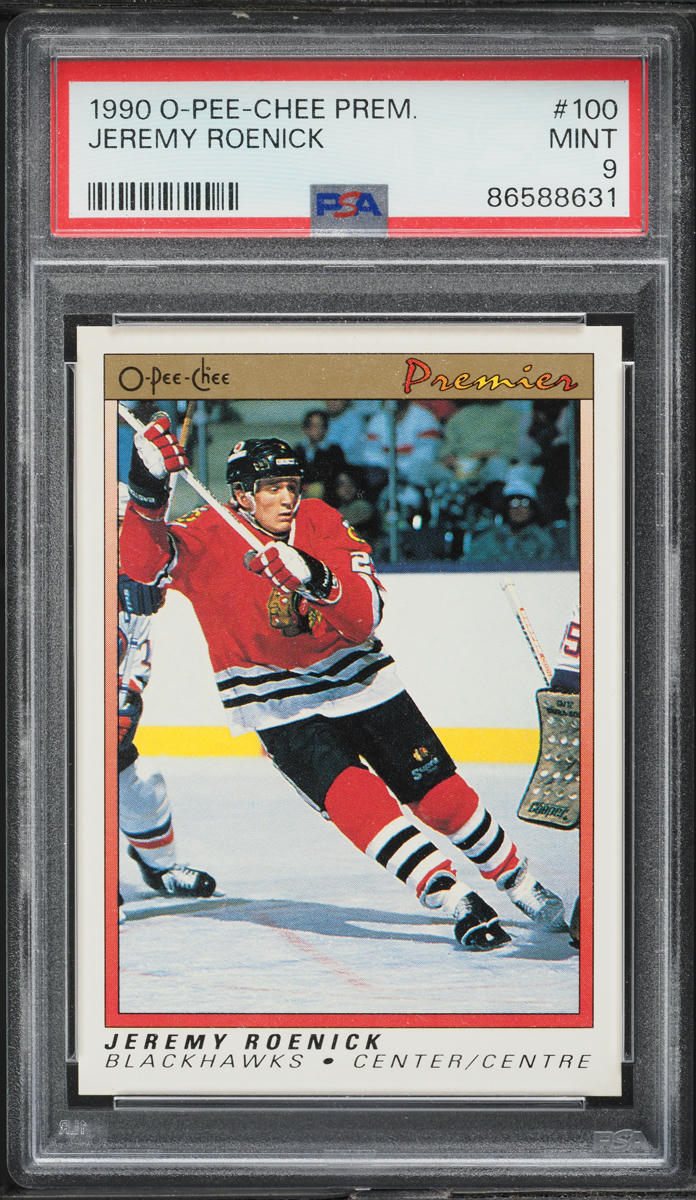 1990 O-Pee-Chee Premier Jeremy Roenick ROOKIE #100 PSA 9 MINT on ...