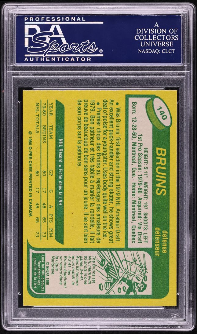 1980 O-Pee-Chee Hockey Ray Bourque ROOKIE #140 PSA 10 GEM MINT