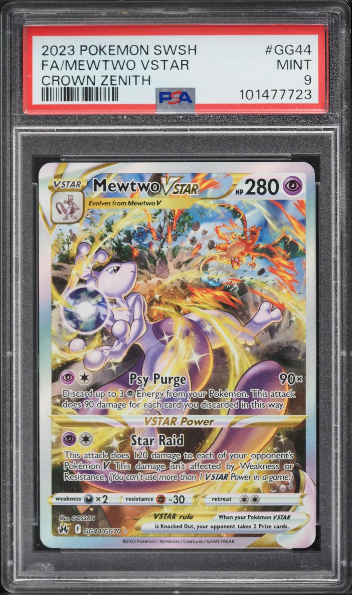 2023 Pokemon Sword & Shield Crown Zenith Galarian Gallery Full Art Mewtwo VSTAR #GG44 PSA 9