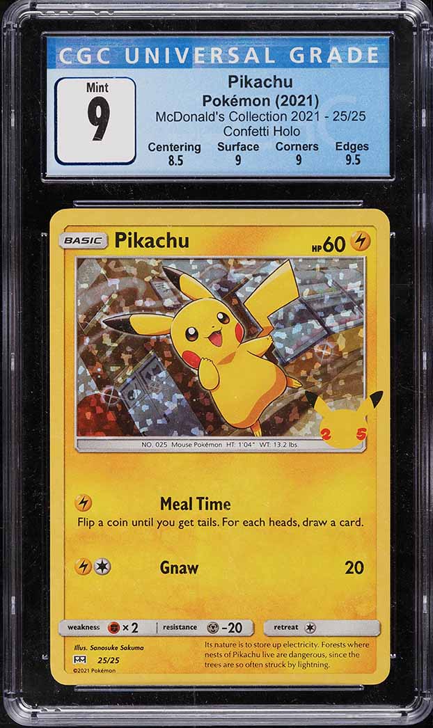 2021 Pokemon SWSH McDonald's Collection Confetti Holo Pikachu #25 CGC 9 MINT