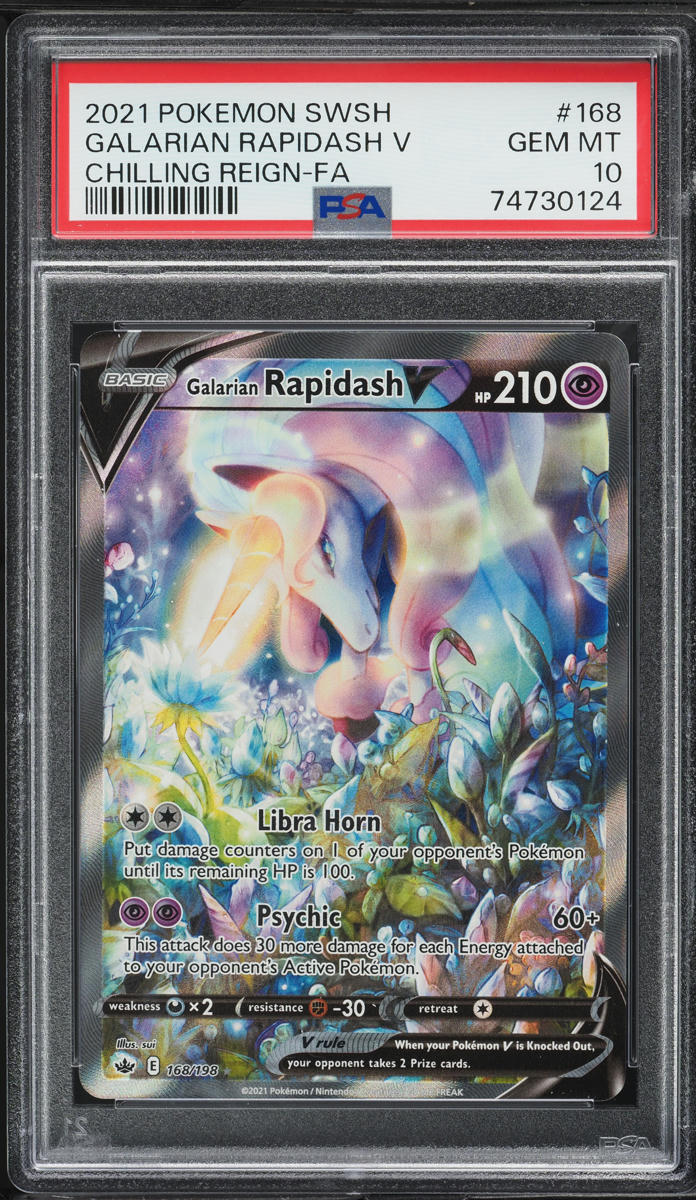 2021 Pokemon SWSH Chilling Reign Alt Art Galarian Rapidash V #168 PSA 10 GEM