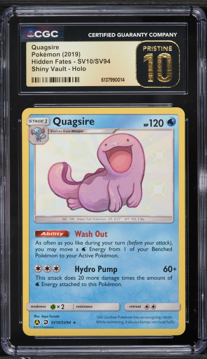 2019 Pokemon Sun & Moon Hidden Fates Shiny Quagsire #SV10 CGC 10 PRISTINE