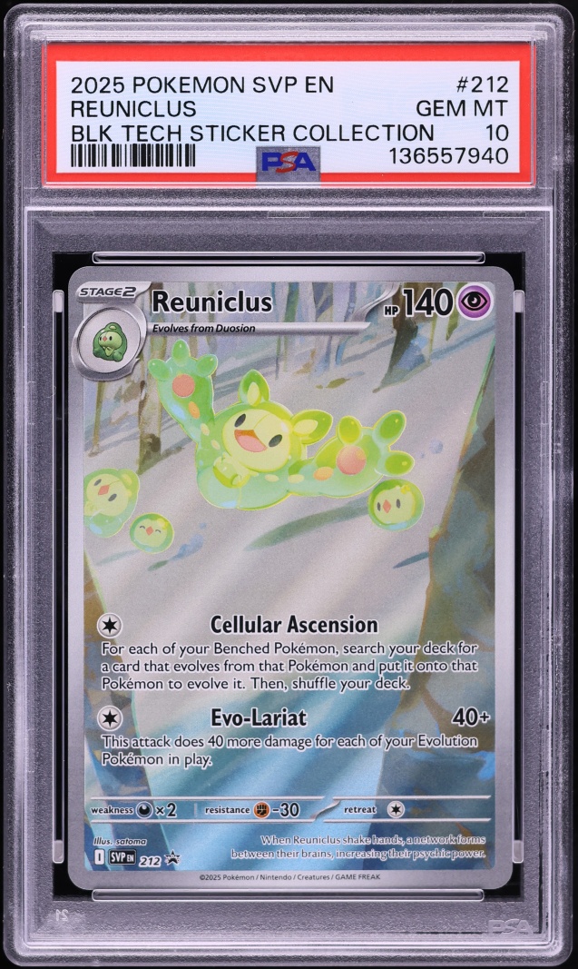 2025 Pokemon SV Promo Black Bolt Tech Sticker Full Art Reuniclus #212 PSA 10 GEM MINT