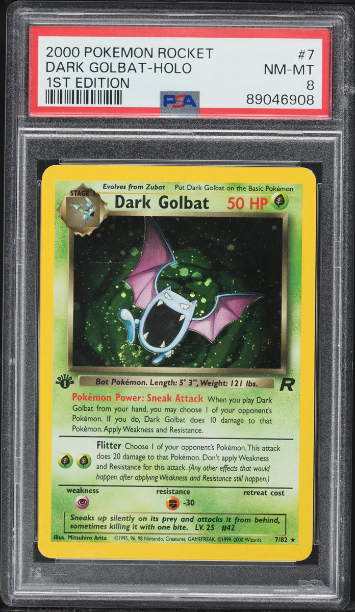 2000 Pokemon Team Rocket 1st Edition Holo Dark Golbat #7 PSA 8 NM-MT
