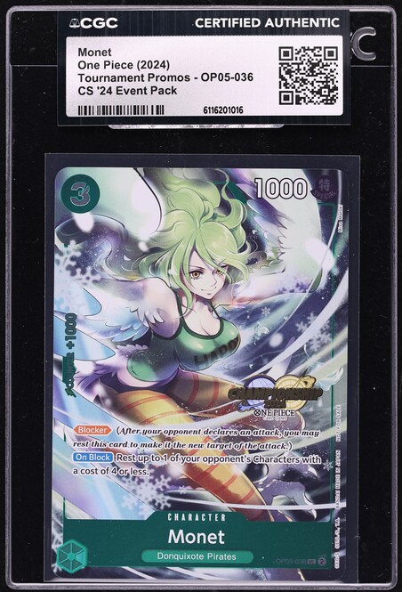 2024 One Piece Championship Event Pack Foil Monet #OP05-036 CGC 10