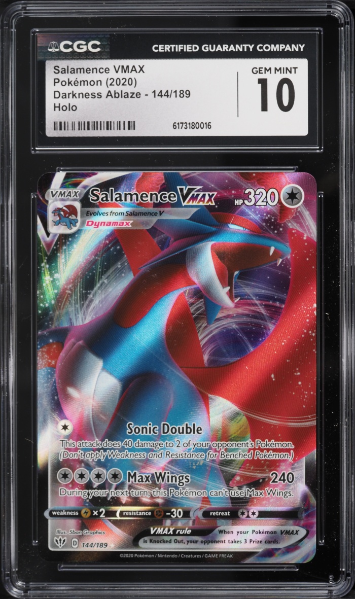 2020 Pokemon Sword & Shield Darkness Ablaze Full Art Salamence VMAX #144 CGC 10 GEM MINT
