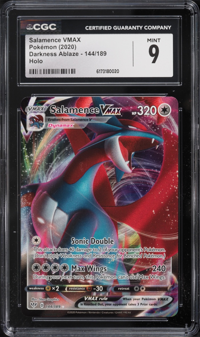 2020 Pokemon Sword & Shield Darkness Ablaze Full Art Salamence VMAX #144 CGC 9 MINT
