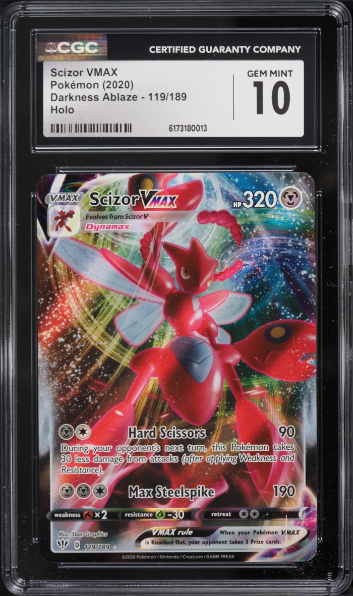 2020 Pokemon Sword & Shield Darkness Ablaze Alt Art Scizor VMAX #119 CGC 10 GEM MINT