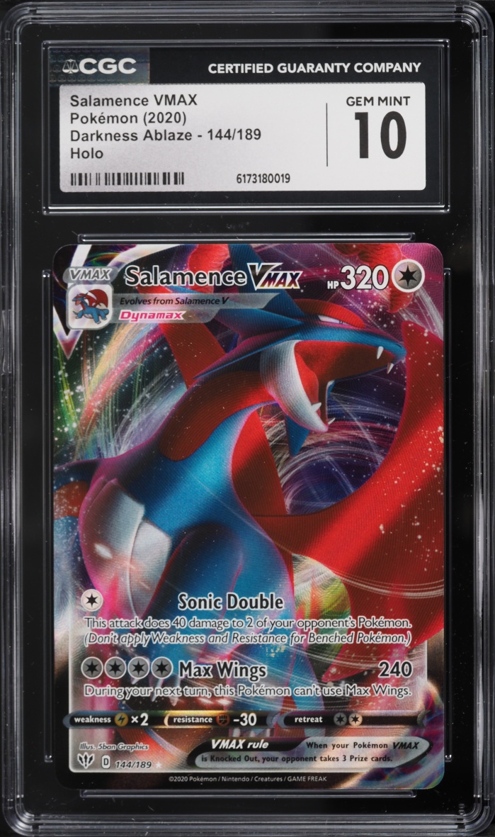 2020 Pokemon Sword & Shield Darkness Ablaze Full Art Salamence VMAX #144 CGC 10 GEM MINT