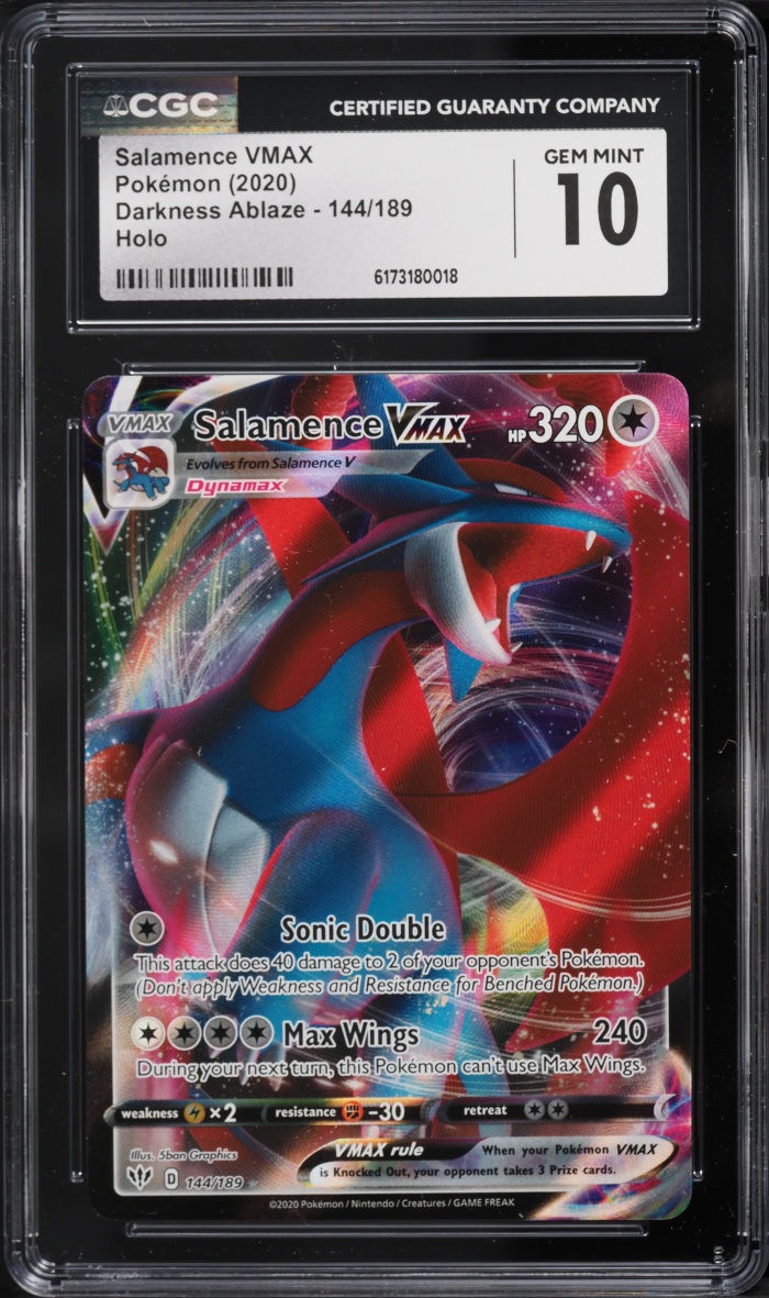 2020 Pokemon Sword & Shield Darkness Ablaze Full Art Salamence VMAX #144 CGC 10 GEM MINT