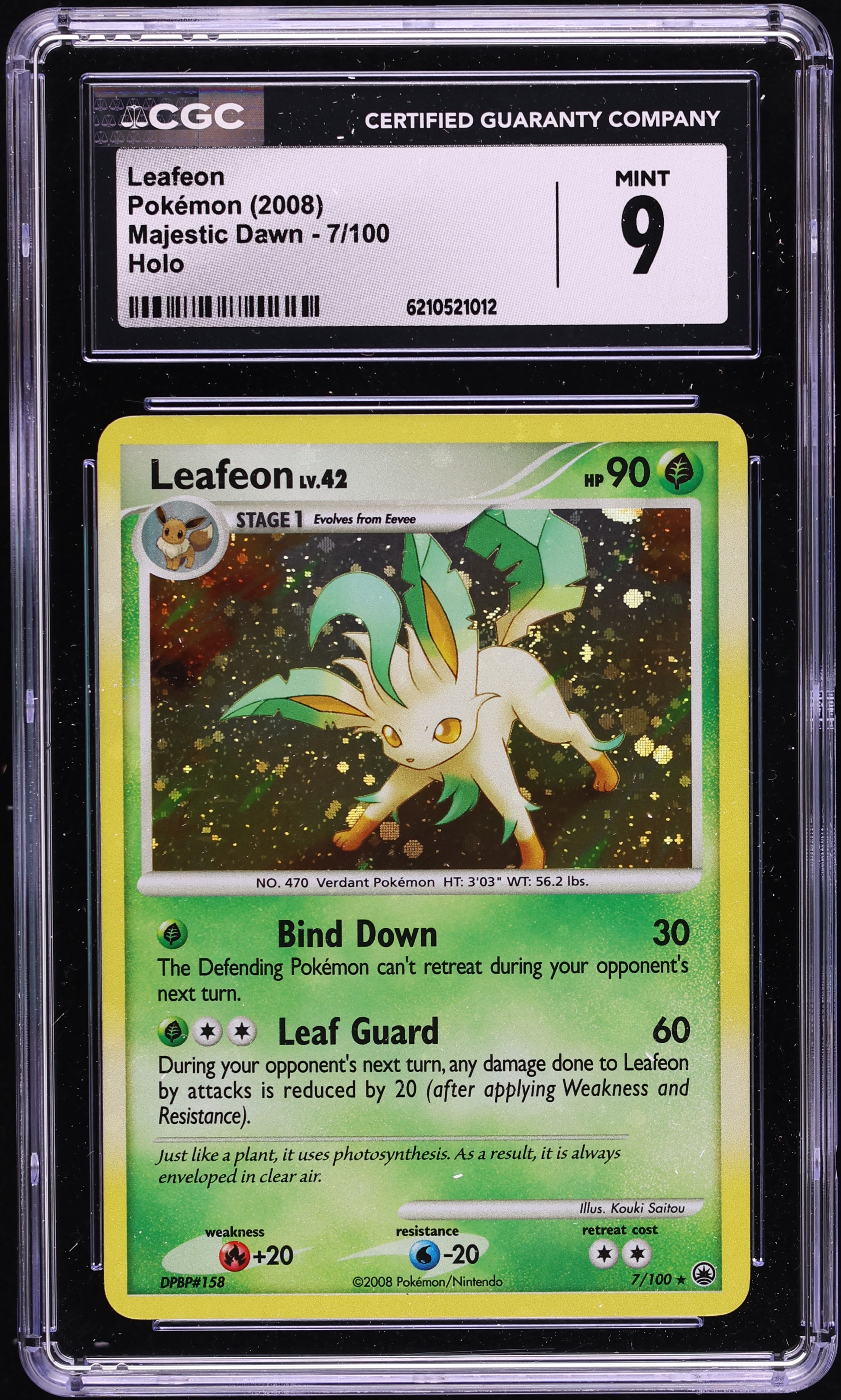 2008 Pokemon Diamond & Pearl Majestic Dawn Holo Leafeon #7 CGC 9 MINT