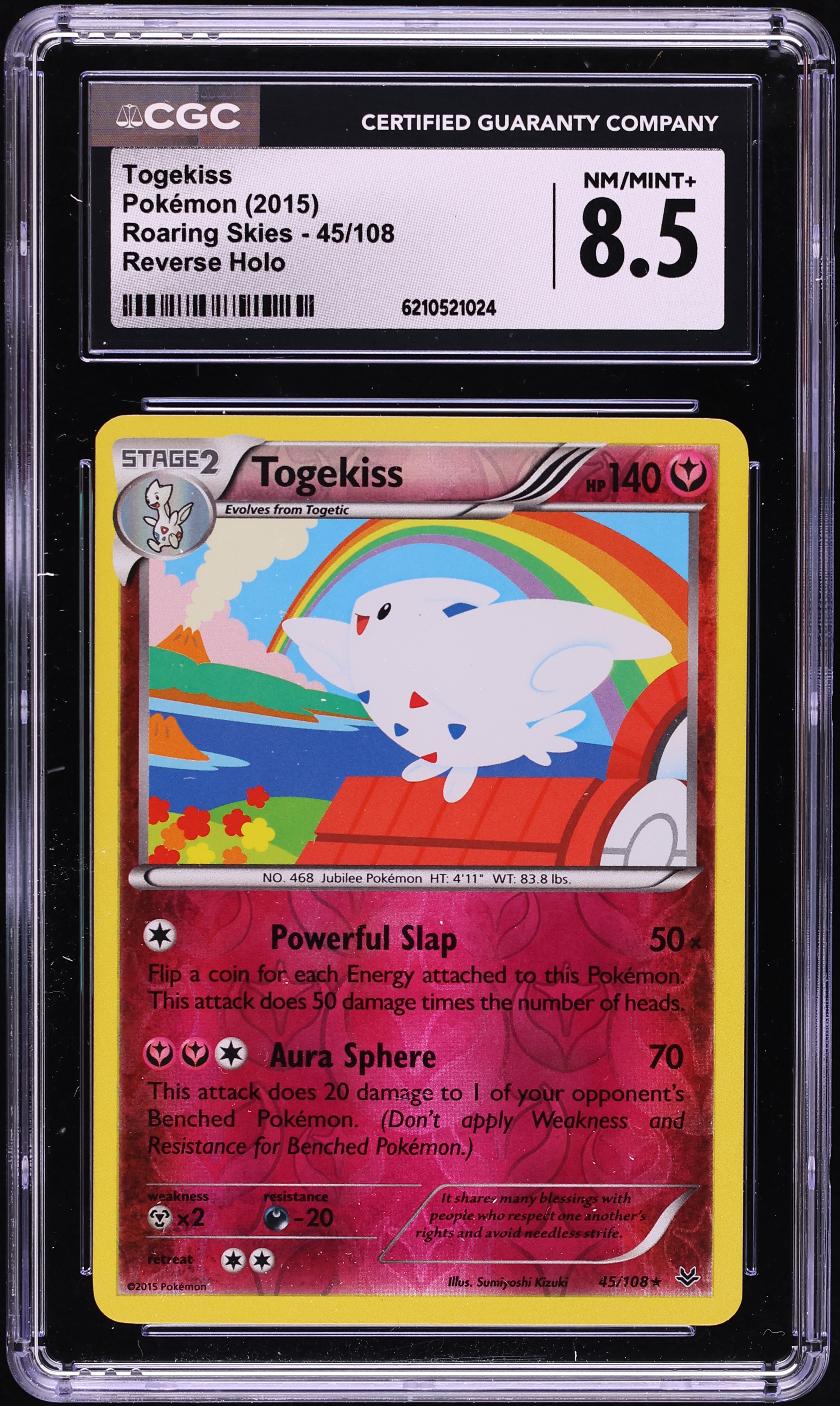 2015 Pokemon XY Roaring Skies Reverse Holo Togekiss #45 CGC 8.5 NM-MT+