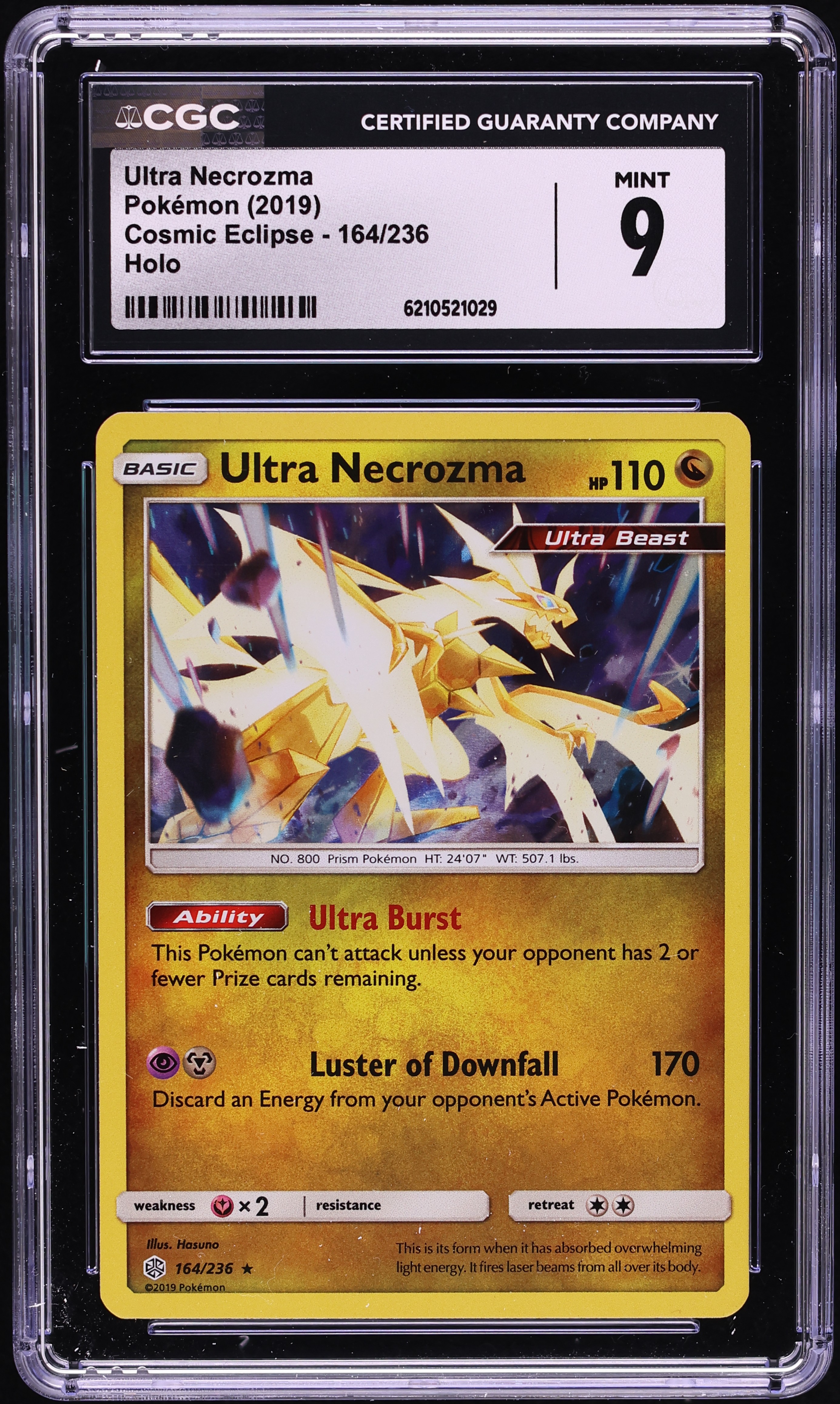 2019 Pokemon SM Cosmic Eclipse Holo Ultra Necrozma #164 CGC 9 MINT