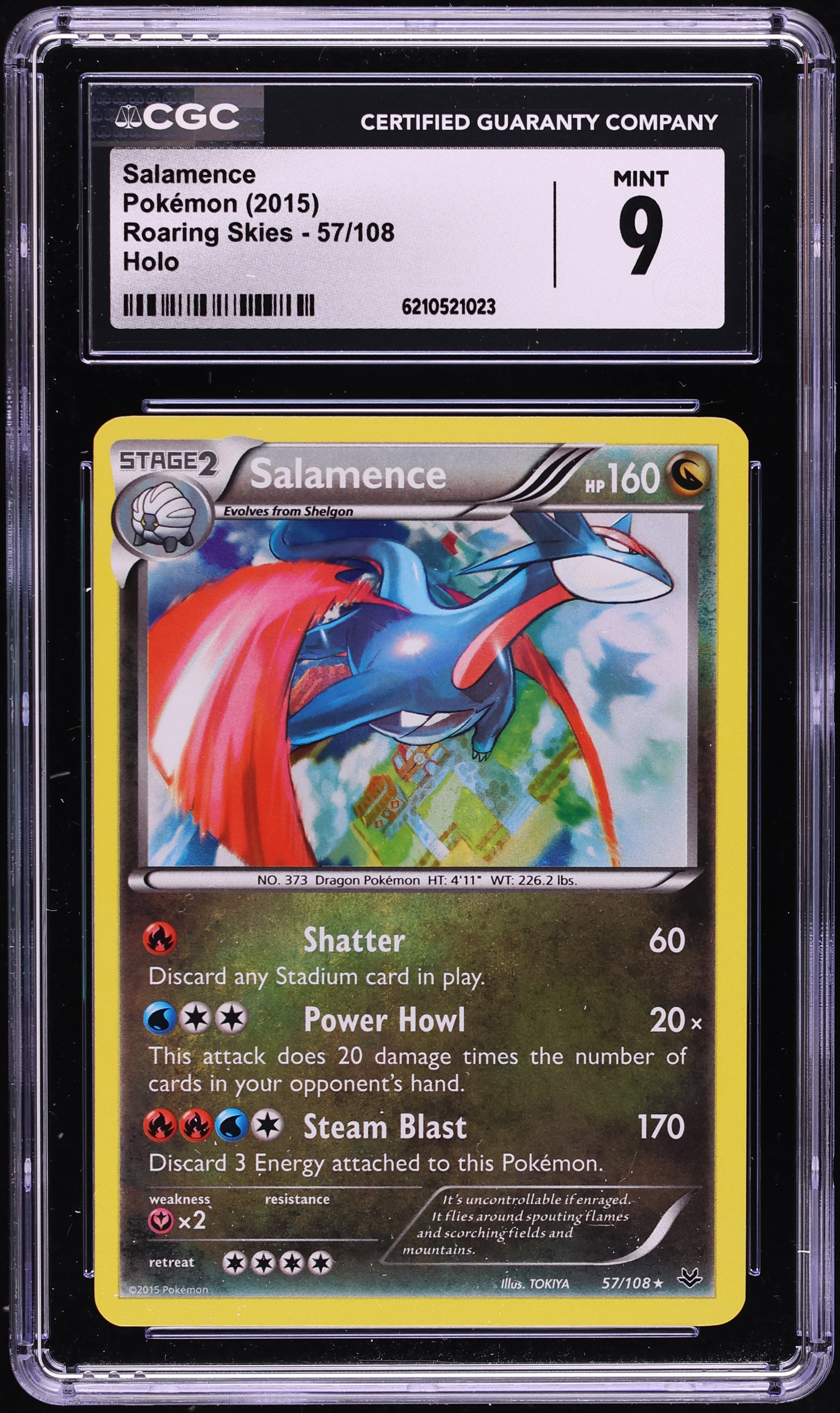 2015 Pokemon XY Roaring Skies Holo Salamence #57 CGC 9 MINT