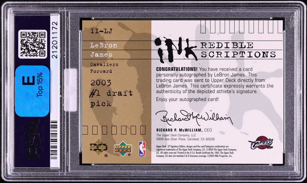 2003 SP Signature Inkredible Inkscriptions LeBron James ROOKIE AUTO /25 #II-LJ MBA PSA 10 GEM