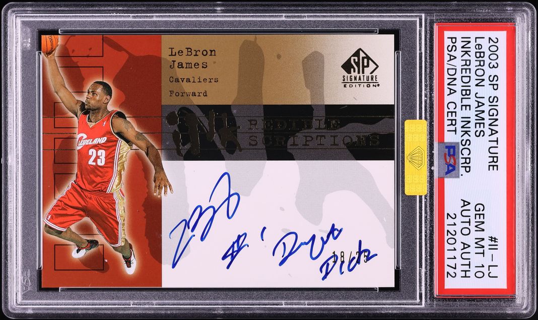 2003 SP Signature Inkredible Inkscriptions LeBron James ROOKIE AUTO /25 #II-LJ MBA PSA 10 GEM