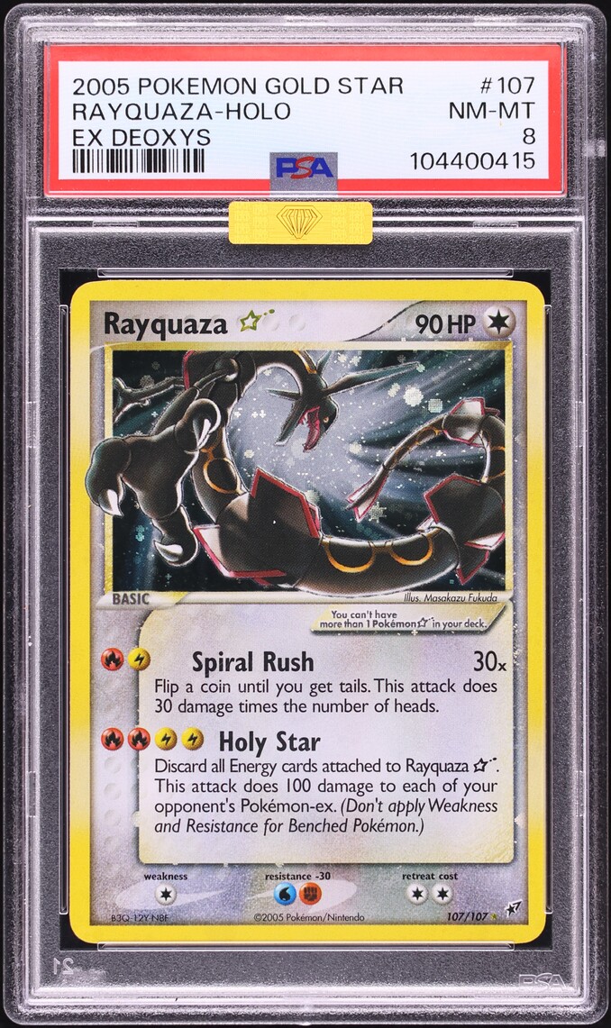 2005 Pokemon EX Deoxys Holo Rayquaza Gold Star #107 MBA PSA 8 NM-MT