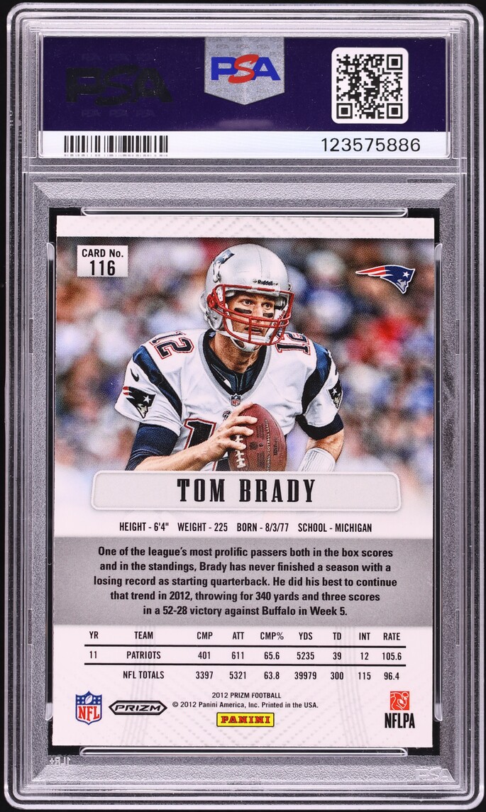 2012 Panini Prizm Silver Tom Brady #116 PSA 9 MINT