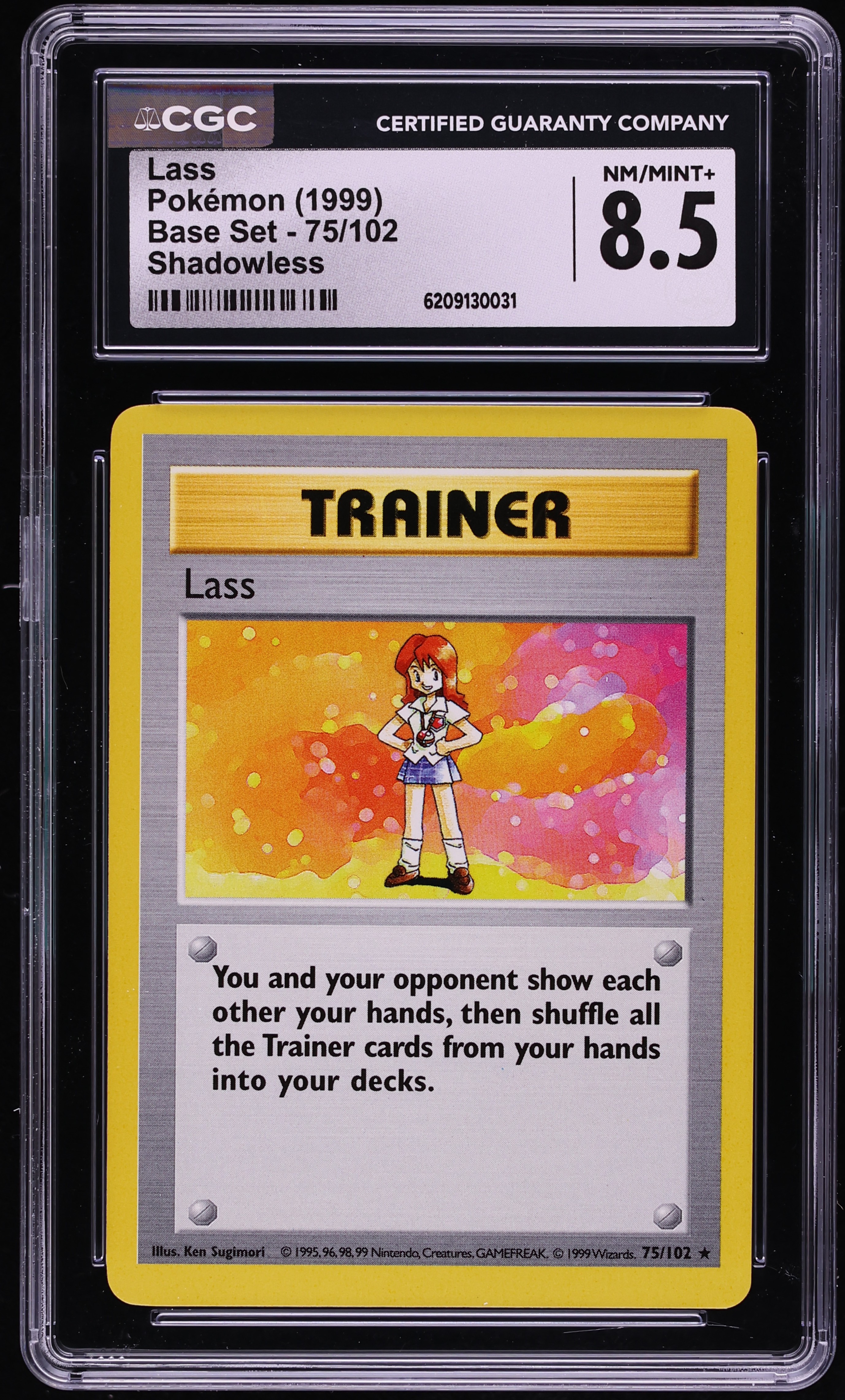 1999 Pokemon Base Set Shadowless Lass #75 CGC 8.5 NM-MT+