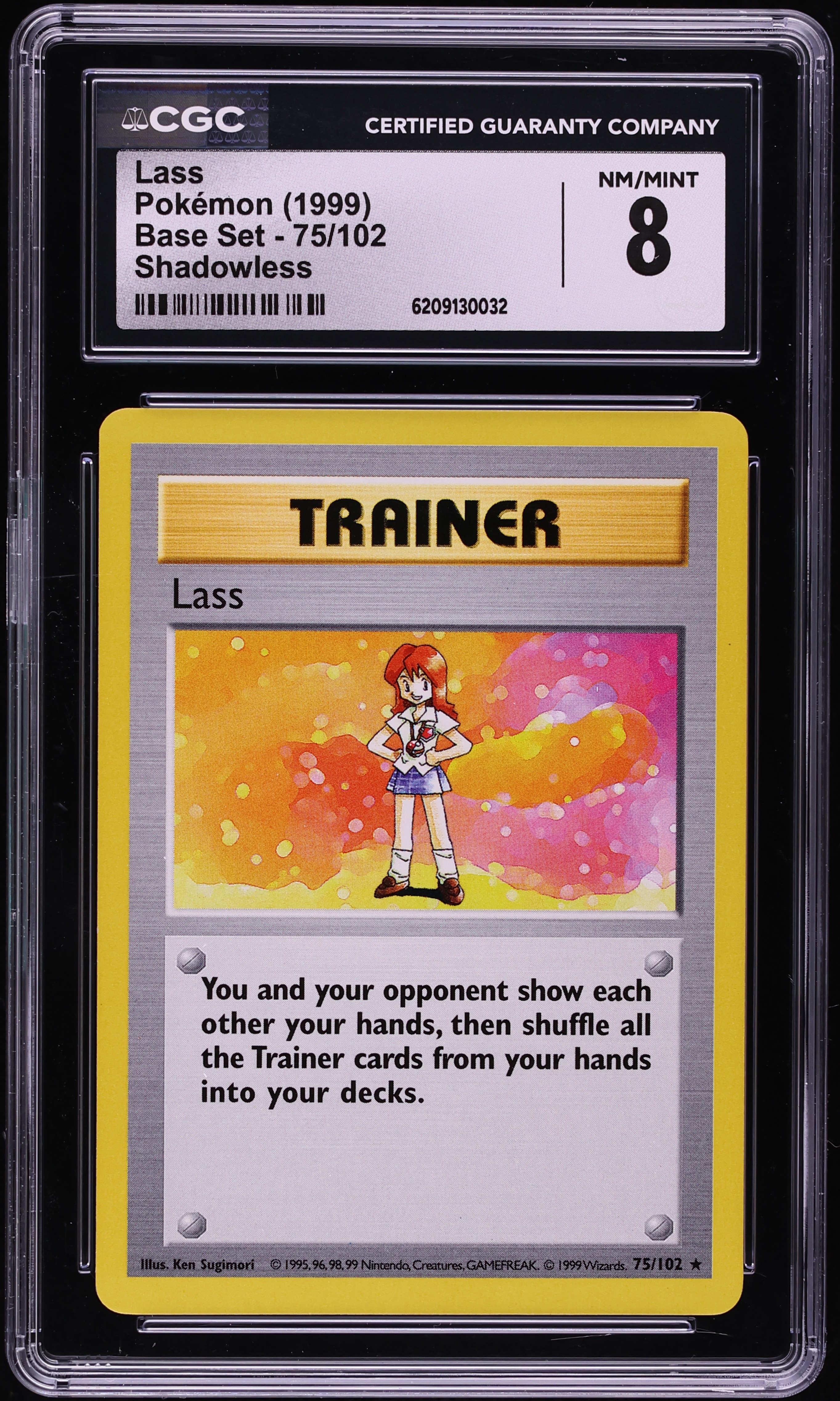 1999 Pokemon Base Set Shadowless Lass #75 CGC 8 NM-MT