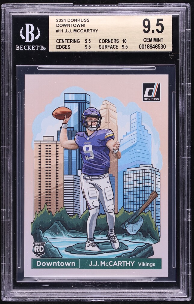 2024 Donruss Downtown! J.J. McCarthy ROOKIE #11 BGS 9.5 GEM MINT