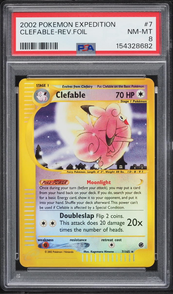 2002 Pokemon Expedition Reverse Holo Clefable #7 PSA 8 NM-MT