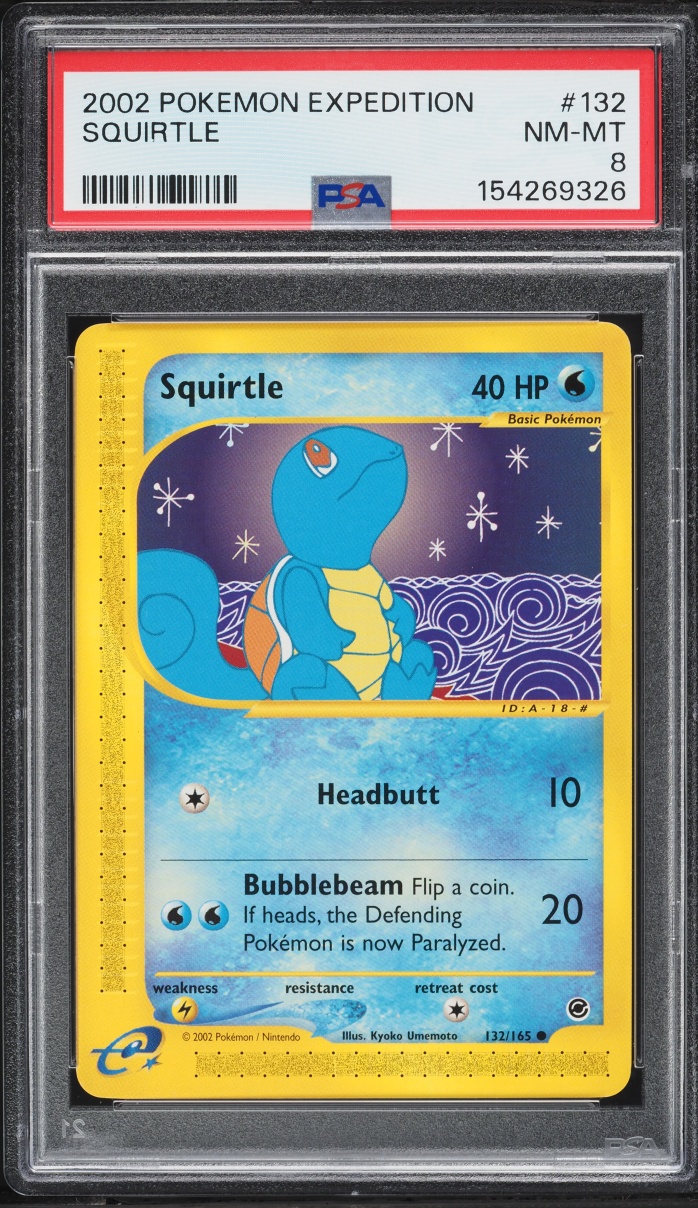 2002 Pokemon Expedition Squirtle #132 PSA 8 NM-MT