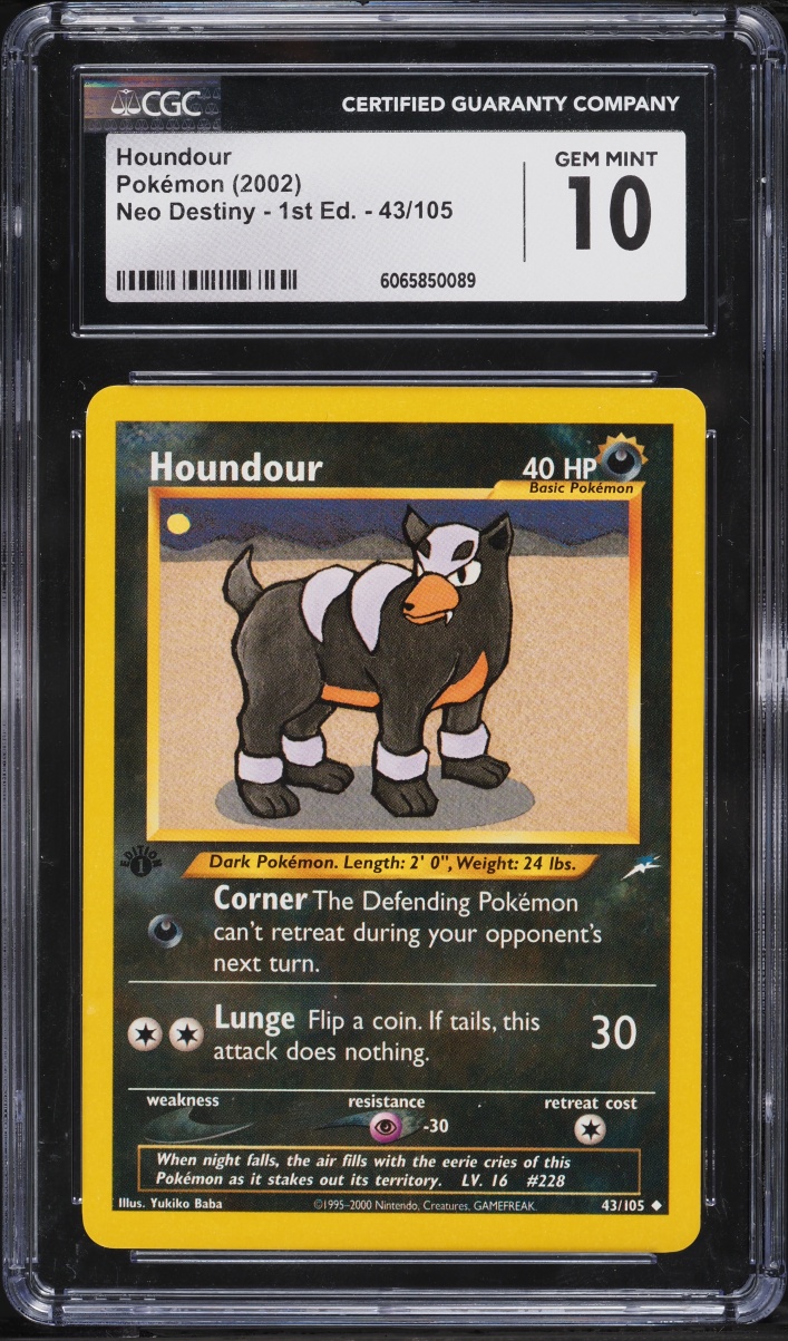 2002 Pokemon Neo Destiny 1st Edition Houndour #43 CGC 10 GEM MINT